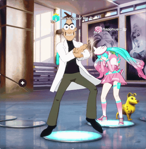 Rockhopper Rio And Sapphuela Are Dancing In A Room GIF