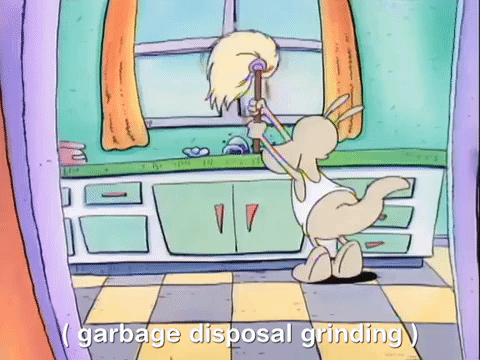 Rocko's Modern Life Series Rocko Garbage Disposal Grinding GIF