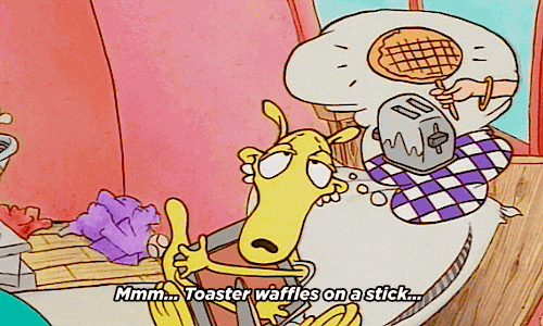 Rockos Modern Life Thinking About Waffles On Stick GIF