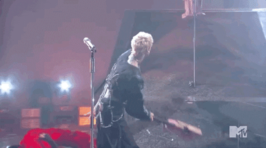 Rockstar Break A Pink Guitar GIF
