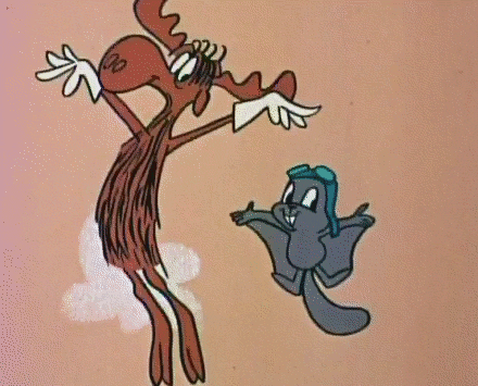 Rocky And Bullwinkle Flying Scene GIF