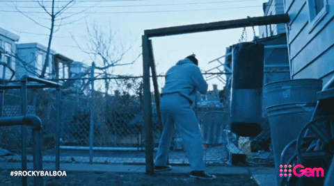Rocky Training Sylvester Stallone Punching Bag GIF
