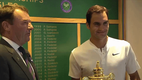 Roger Federer Posing With His Trophy GIF