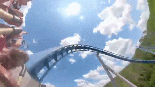 Roller Coaster With Blue Sky and Clouds