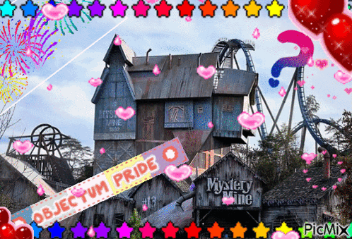Roller Coaster With Objectim Pride Sign