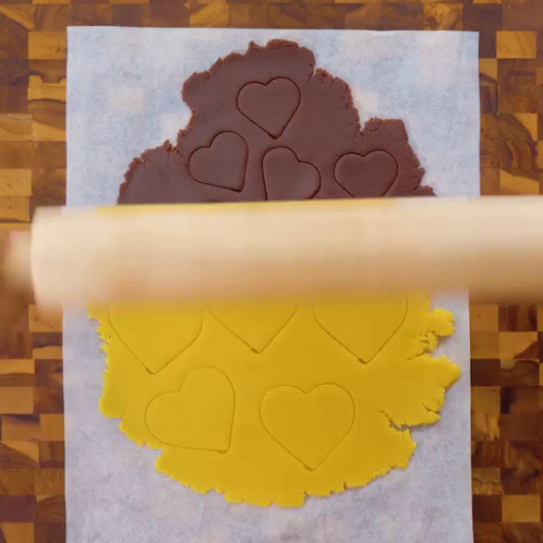 Rolling Pin Cutting Heart Cookies GIF