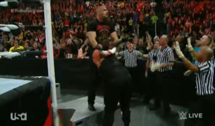 Roman Reigns Knocked Out Bloody GIF