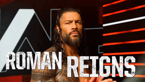 Roman Reigns Standing In Front Of Sign Saying A GIF