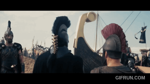 Roman Soldiers Standing in Front of Boat