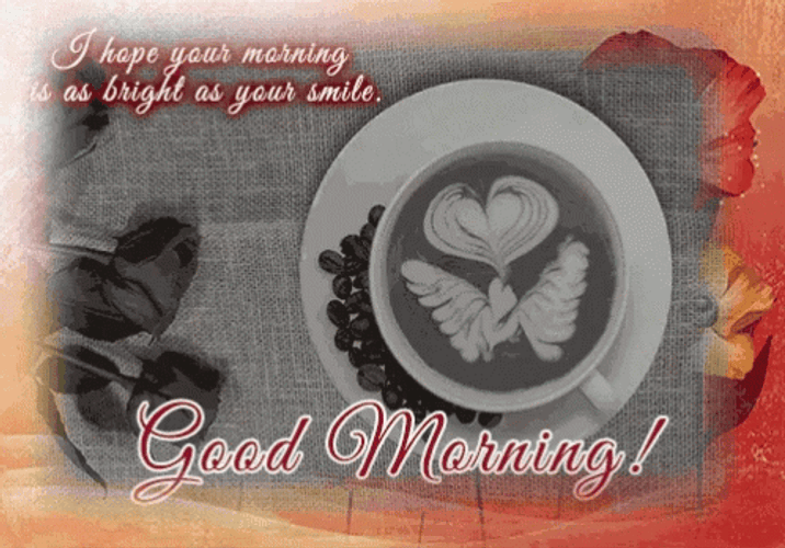 Romantic Good Morning Greeting Flashing Colors Coffee GIF