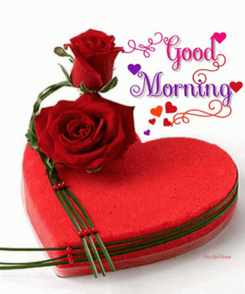 Romantic Good Morning Heart Flowers Valentine’s Day GIF