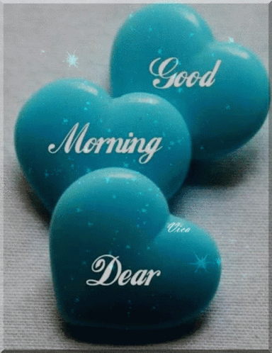 Romantic Good Morning Love Shiny Blue Hearts GIF