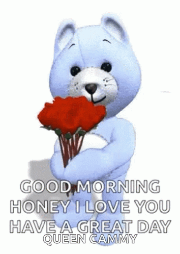 Romantic Good Morning Love Bear Bouquet GIF