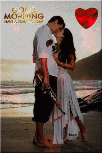 Romantic Good Morning Love Beach Kiss GIF