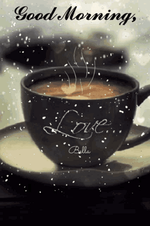 Romantic Good Morning Snowing Hot Coffee Love GIF