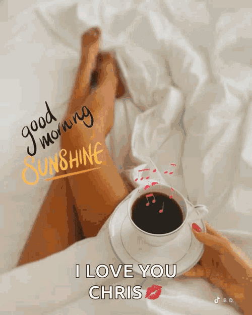 Romantic Good Morning Sunshine Coffee Bed Music GIF