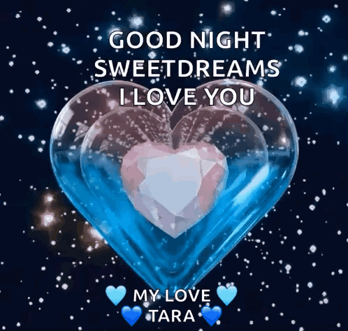 Romantic Good Night My Love Spinning Crystal Heart GIF