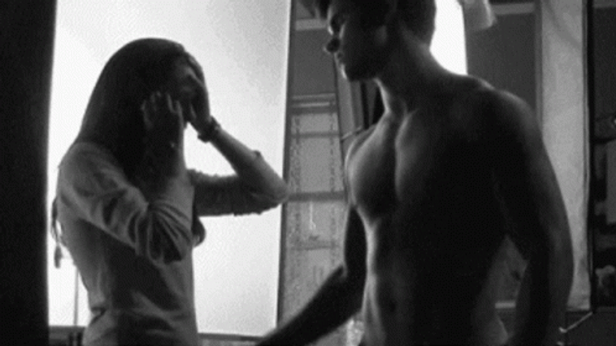 Romantic Hug After Fight Black And White GIF