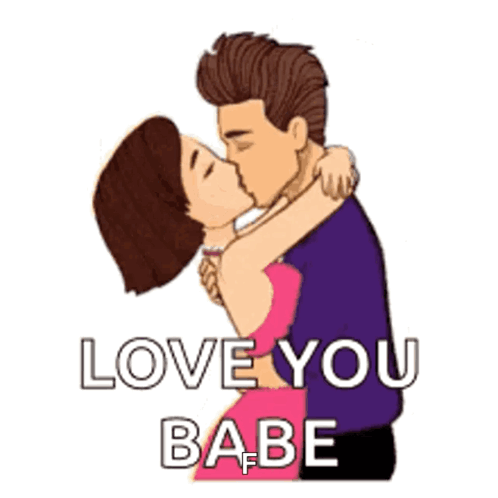 Romantic I Love You Babe Kissing Cartoon GIF