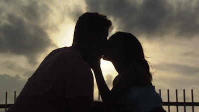 Romantic Kiss Sunset Silhouette GIF