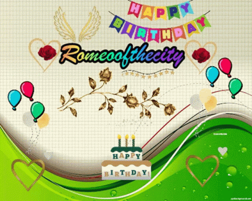 Romeo of the City Birthday Card Balloons and Roses