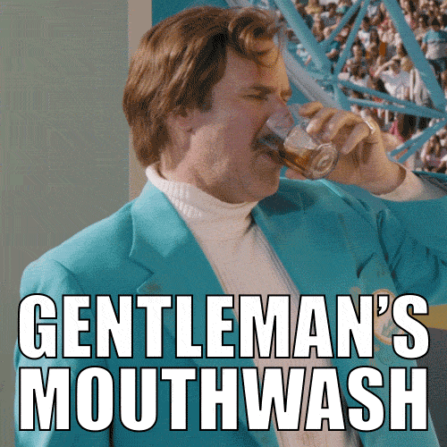 Ron Burgundy Mouthwash Scotch Drink Meme GIF
