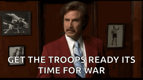 Ron Burgundy Troops Getting Ready GIF
