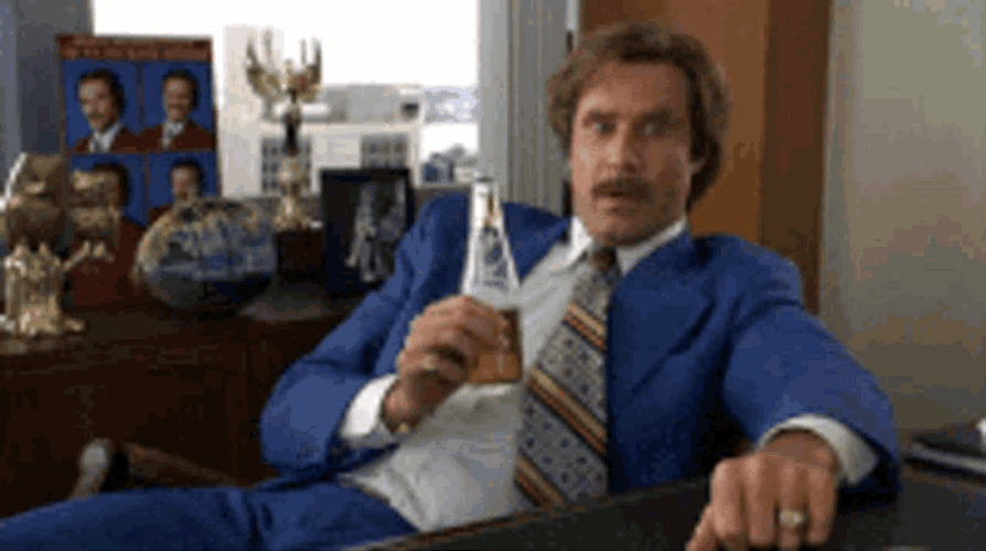 Ron Burgundy Will Ferrell Anchorman Drinking Meme GIF