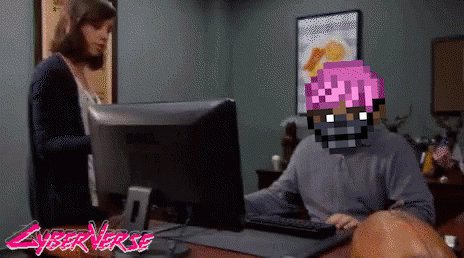 Ron Swanson With Cyberverse Character Head Computer GIF