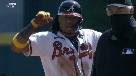 Ronald Acuna Jr Doing A Double High Five GIF