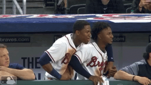 Ronald Acuna Jr Hugging A Teammate GIF