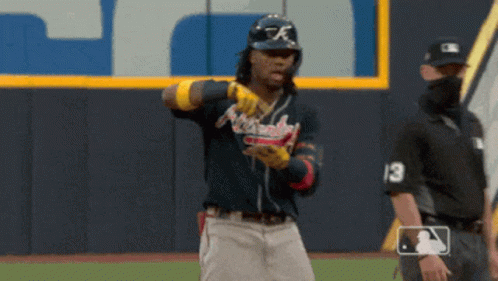 Ronald Acuna Jr Making Hand Signal GIF