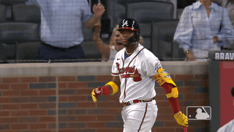 Ronald Acuna Jr Throwing His Bat GIF