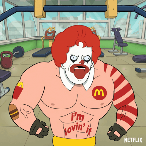 Ronald Mcdonald Flexing Muscles GIF
