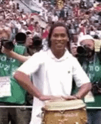 Ronaldinho Enjoying Playing Drums GIF