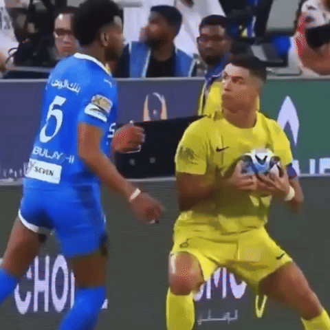 Ronaldo Al Nassr Elbowed Opponent GIF