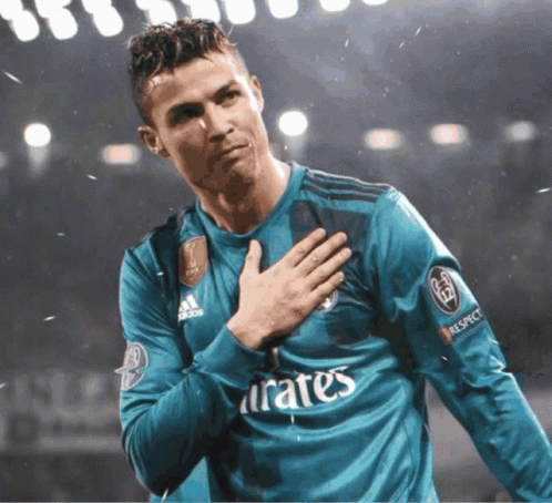 Ronaldo Holding Heart Particles Flying Edit GIF