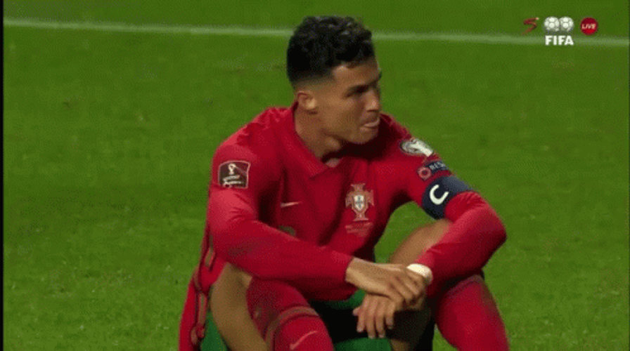 Ronaldo Shaking Head Sitting Down GIF