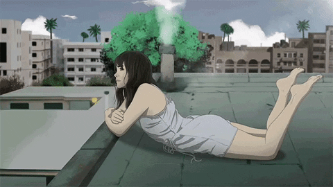 Rooftop Lofi Chilling Girl GIF