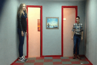 Room Of Illusion Makes You Lanky GIF