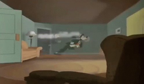 Room With Couch Chair and Cartoon Character
