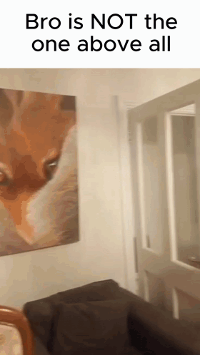 Room With Fox Painting Saying Bro Is Not The One Above All GIF