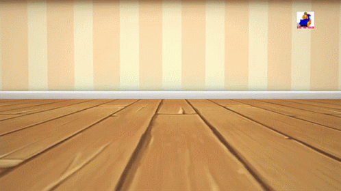 Room With Wooden Floor And Striped Wallpaper GIF