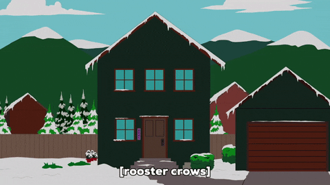 Rooster Crowing 2 Storey Black House GIF