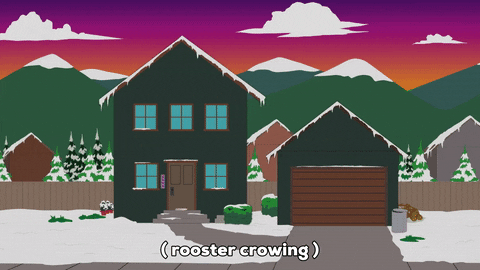 Rooster Crowing Purple Skies Sunrise GIF