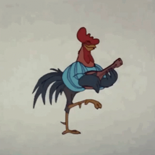 Rooster Crowing While Holding Guitar GIF