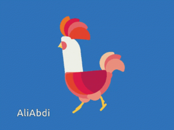 Rooster Strolling Animated Clip GIF