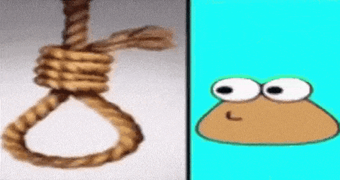Rope Hanging Next to Cartoon Character With Big Eyes