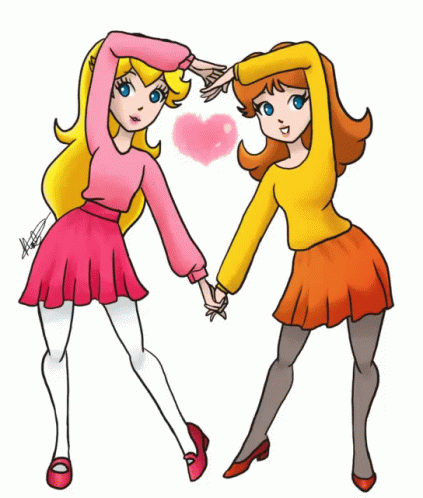 Rosalina And Peach Heart Pose GIF