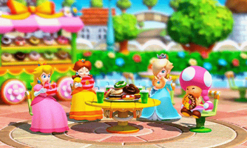 Rosalina Super Mario Characters Tea Party GIF